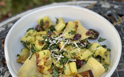 Herbed Ravioli with Olives and Roasted Banana Peppers